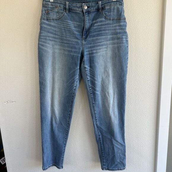 Chicos Womens Boyfriend Ankle Jeans Sz 12 Blue High Rise Straight Leg - Picture 1 of 6